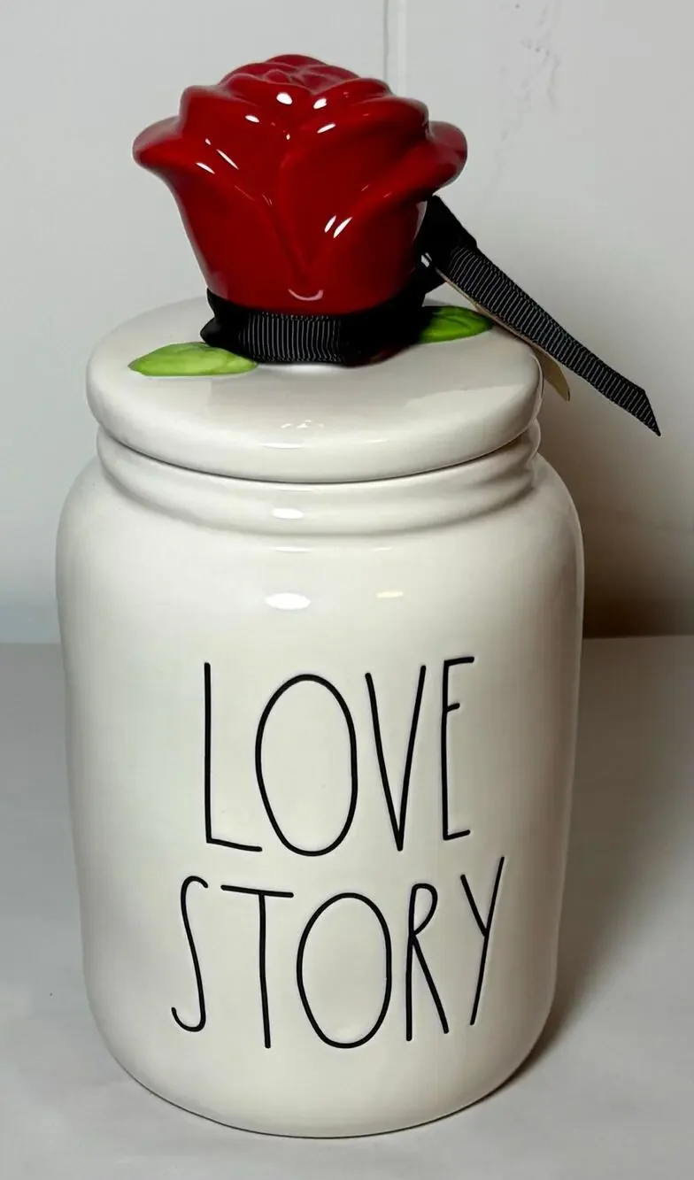Rae Dunn Disney Beauty And The Beast Love Story White Canister Jar